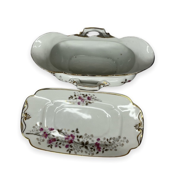 Carlsbad AK China Gravy Boat with‎ Under plate Floral Gold Trim - Picture 6 of 17